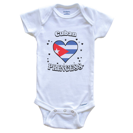 Cuban Princess Cuba Flag Heart Baby Girl Bodysuit
