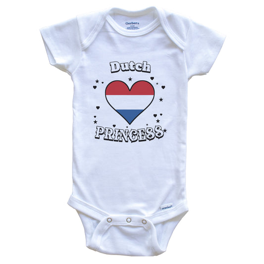 Dutch Princess Netherlands Flag Heart Baby Girl Bodysuit