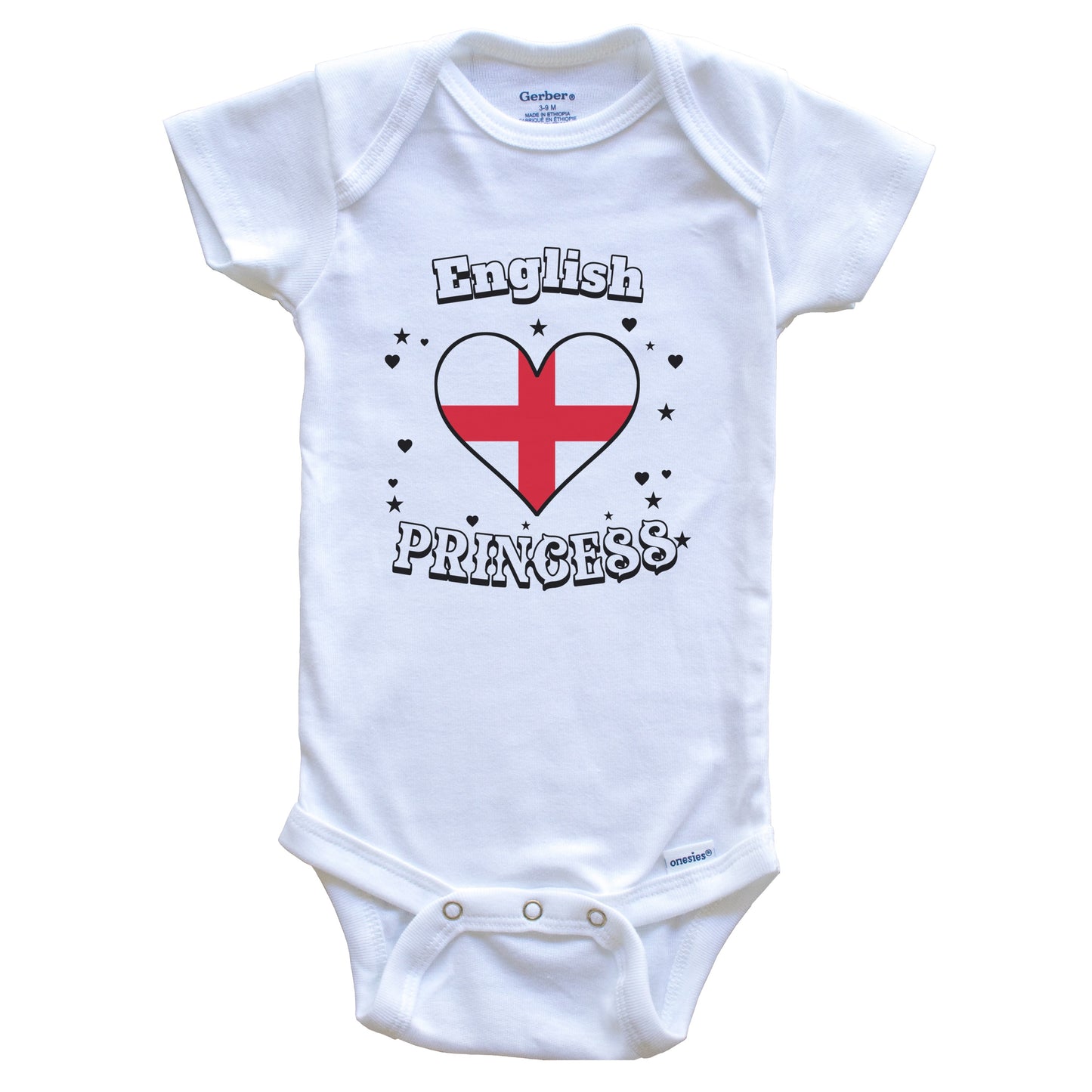 English Princess England Flag Heart Baby Girl Bodysuit