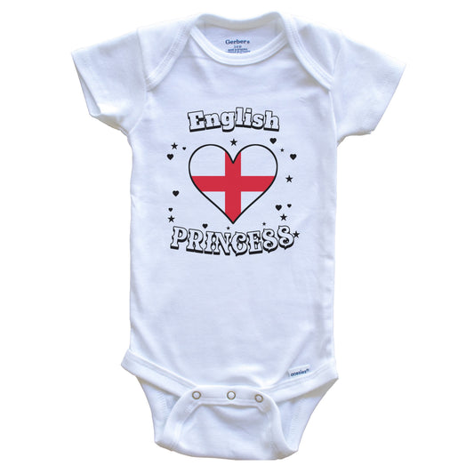 English Princess England Flag Heart Baby Girl Bodysuit