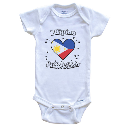 Filipino Princess Philippines Flag Heart Baby Girl Bodysuit