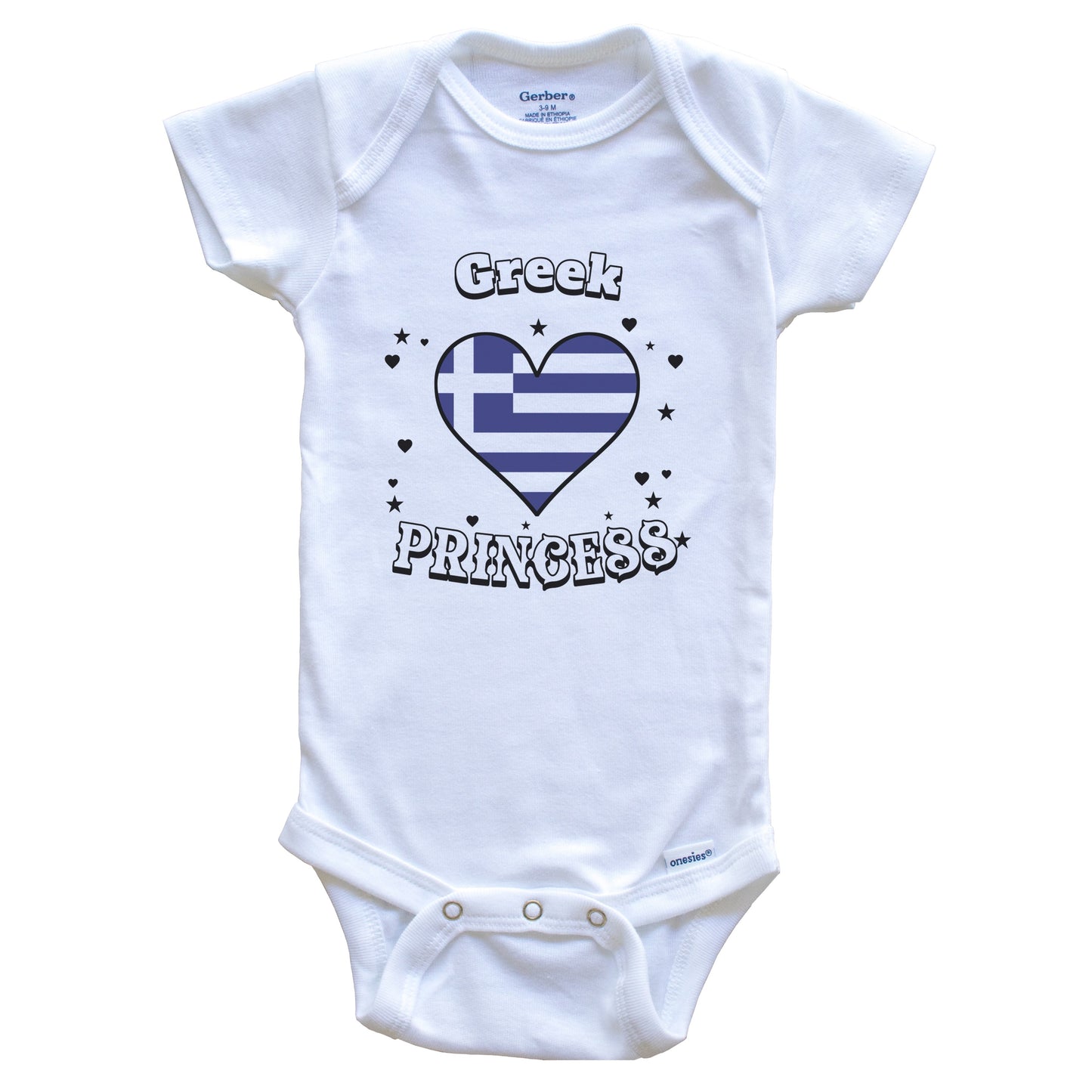 Greek Princess Greece Flag Heart Baby Girl Bodysuit