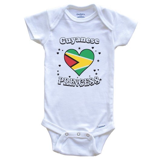 Guyanese Princess Guyana Flag Heart Baby Girl Bodysuit
