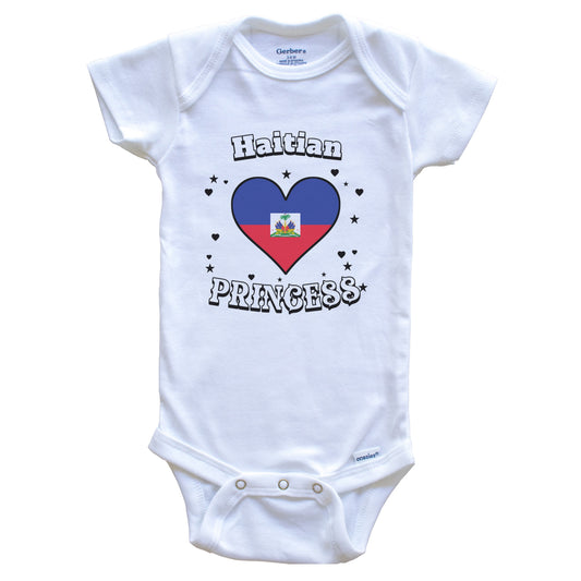 Haitian Princess Haiti Flag Heart Baby Girl Bodysuit