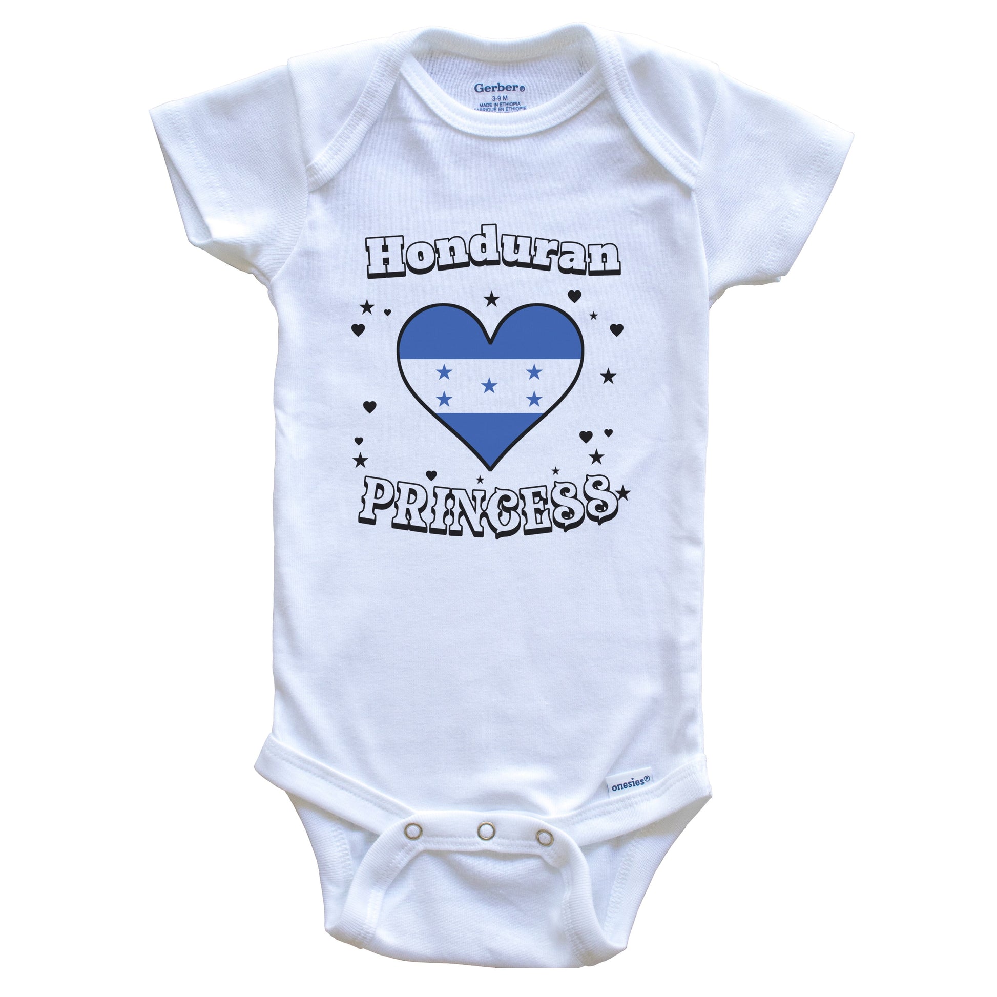 Honduran Princess Honduras Flag Heart Baby Girl Bodysuit