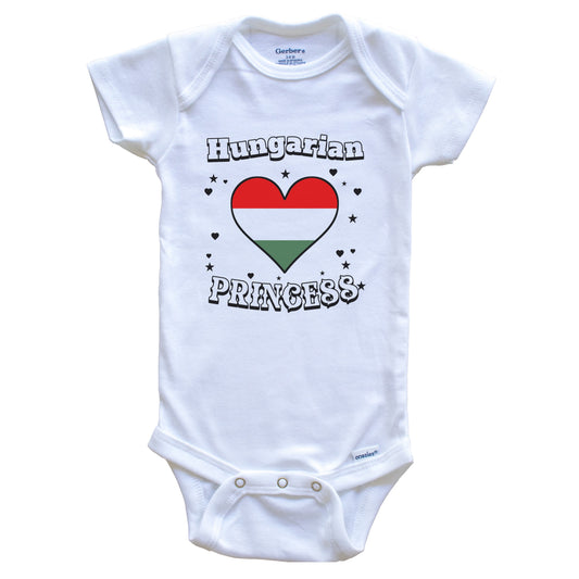 Hungarian Princess Hungary Flag Heart Baby Girl Bodysuit