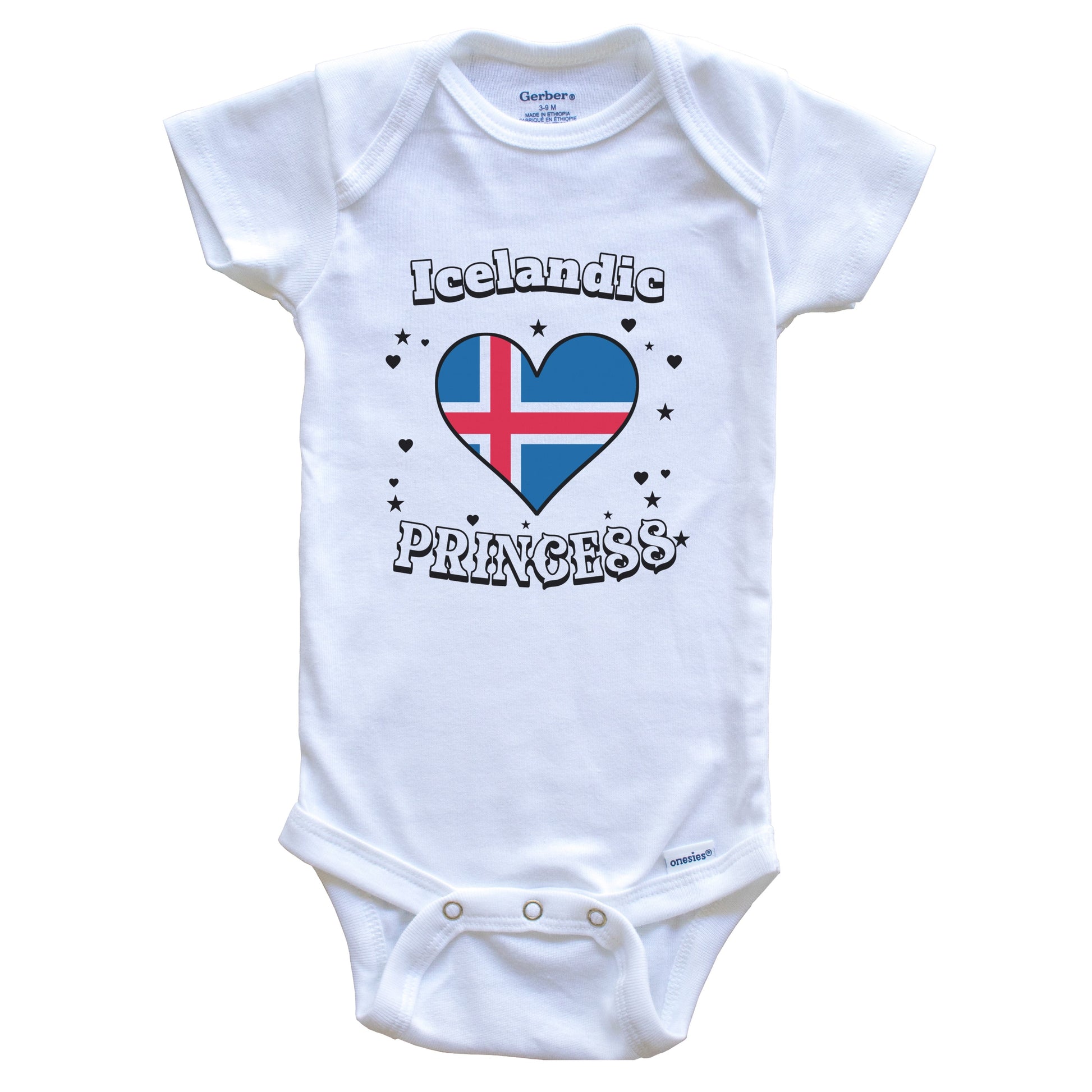 Icelandic Princess Iceland Flag Heart Baby Girl Bodysuit