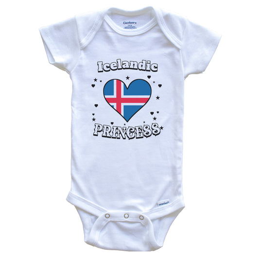 Icelandic Princess Iceland Flag Heart Baby Girl Bodysuit