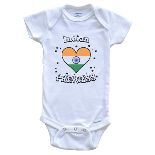 Indian Princess India Flag Heart Baby Girl Bodysuit