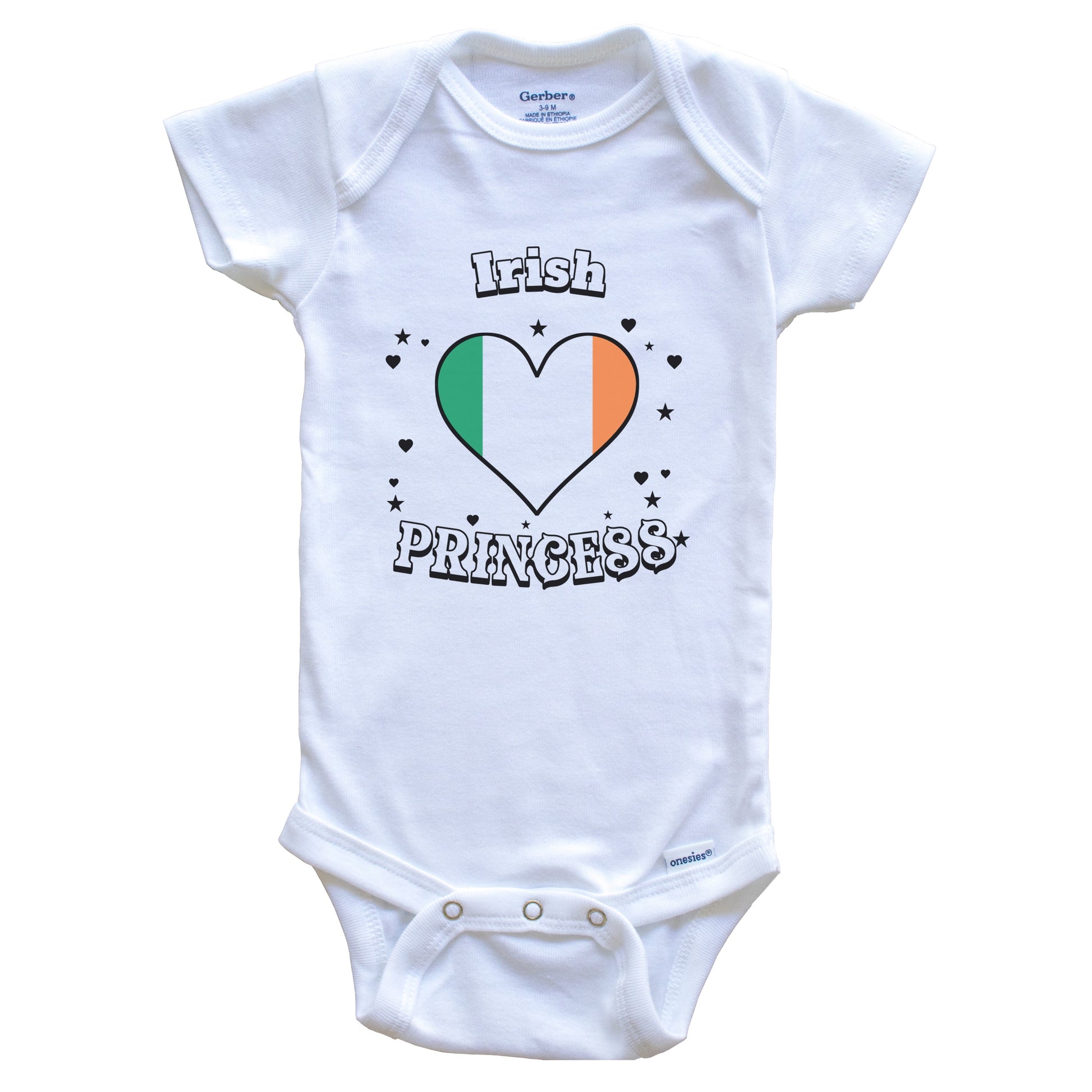 Irish Princess Ireland Flag Heart Baby Girl Bodysuit