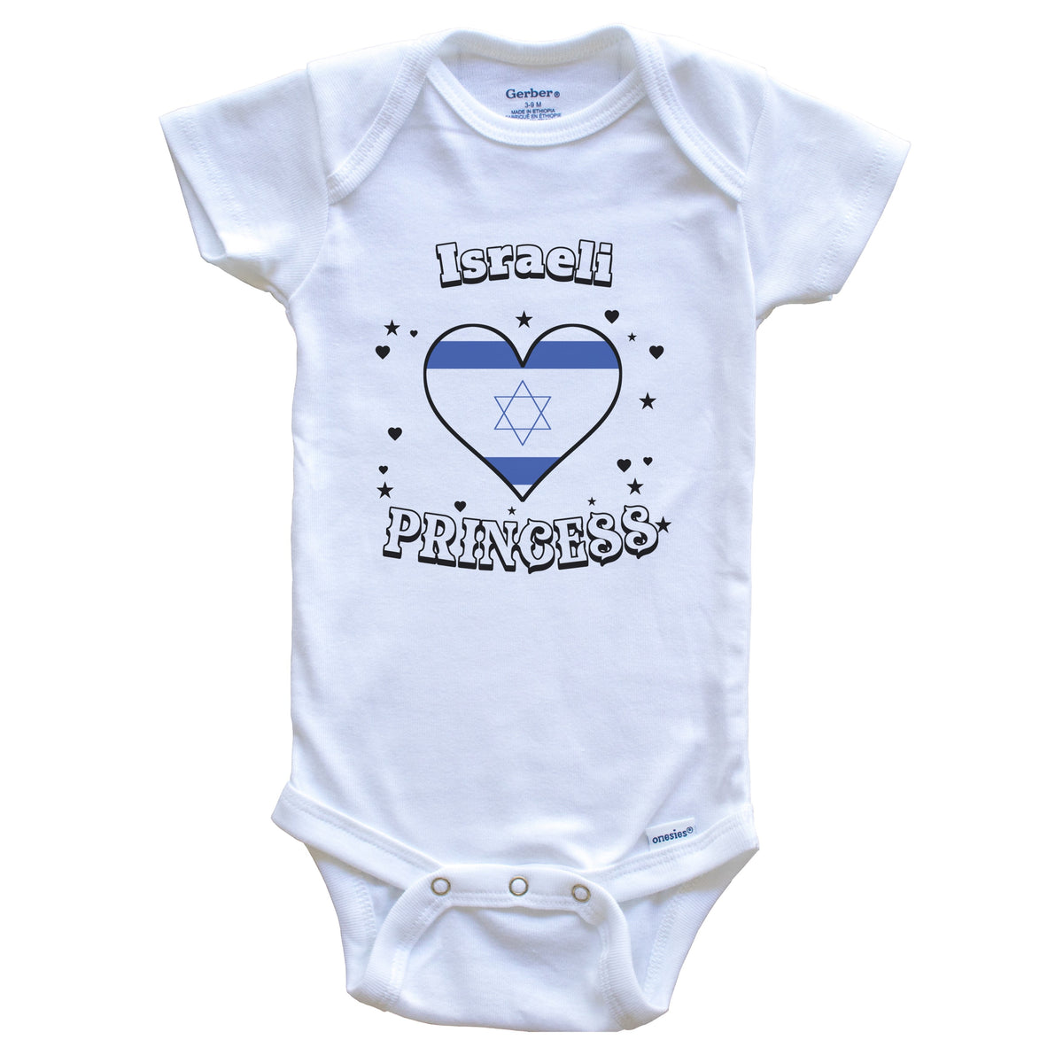 Israeli Princess Israel Flag Heart Baby Girl Bodysuit