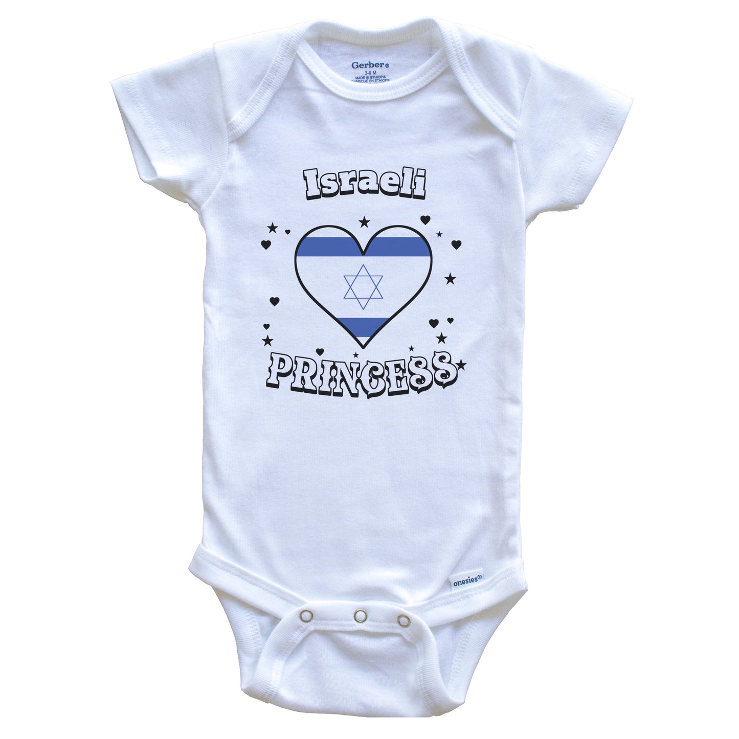 Israeli Princess Israel Flag Heart Baby Girl Bodysuit