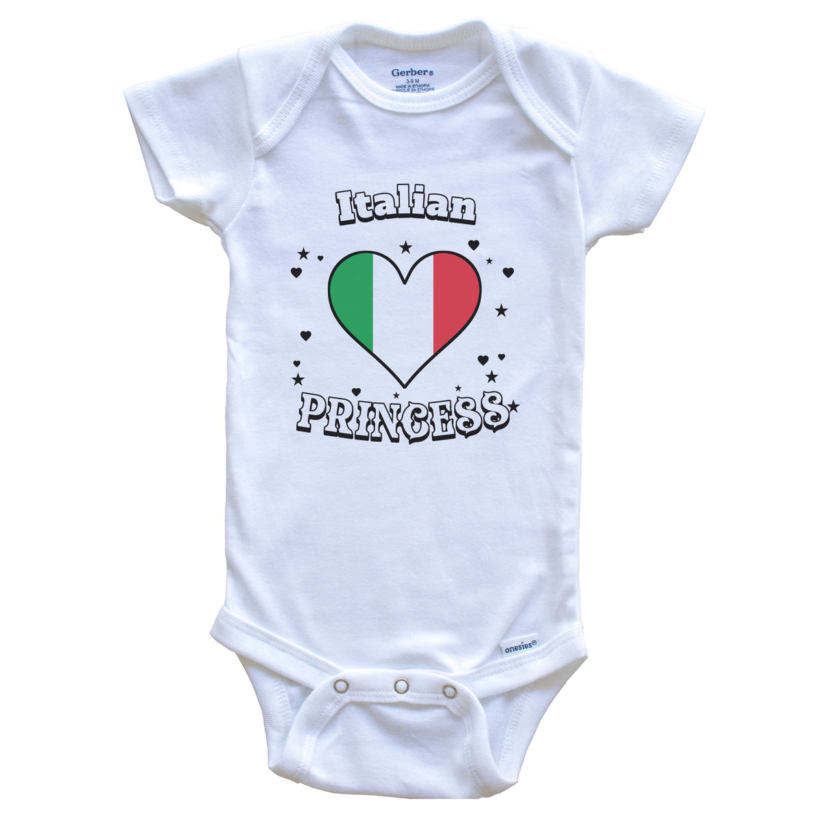 Italian Princess Italy Flag Heart Baby Girl Bodysuit