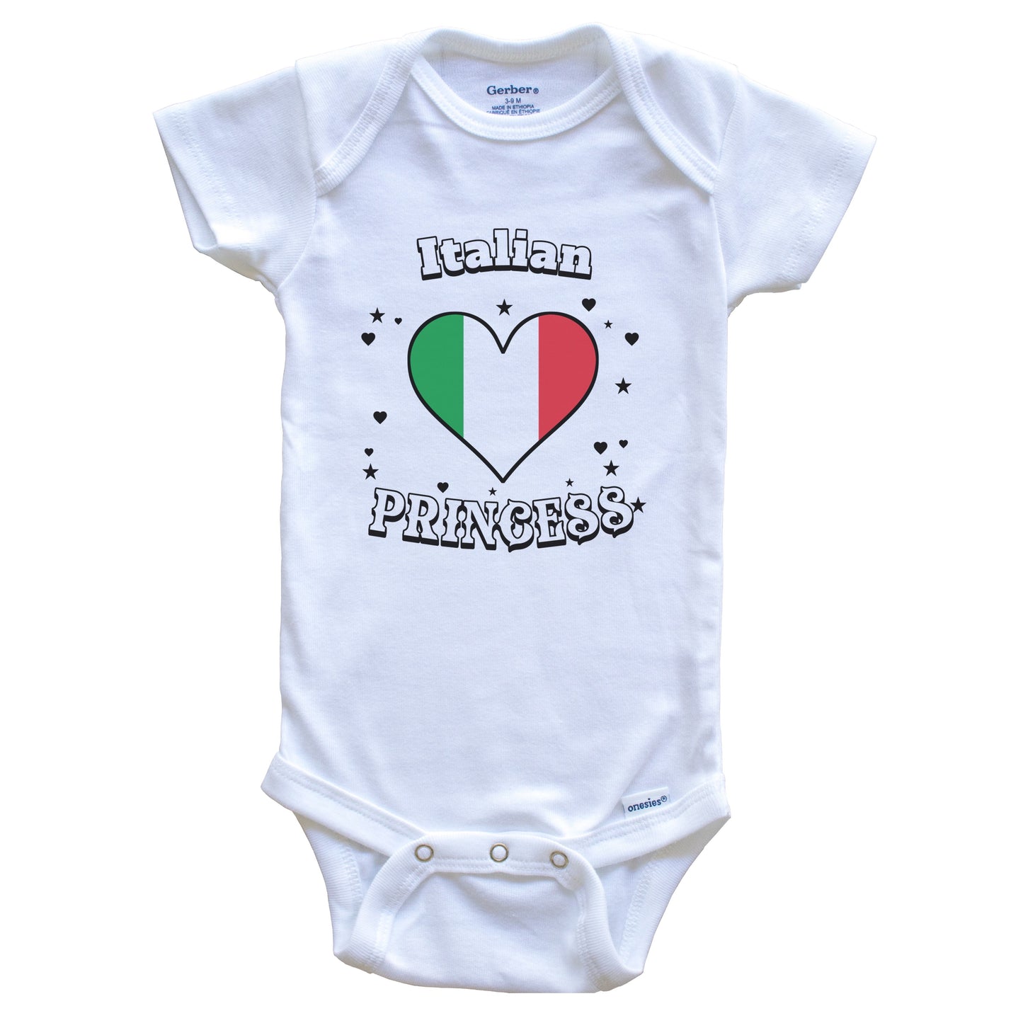 Italian Princess Italy Flag Heart Baby Girl Bodysuit
