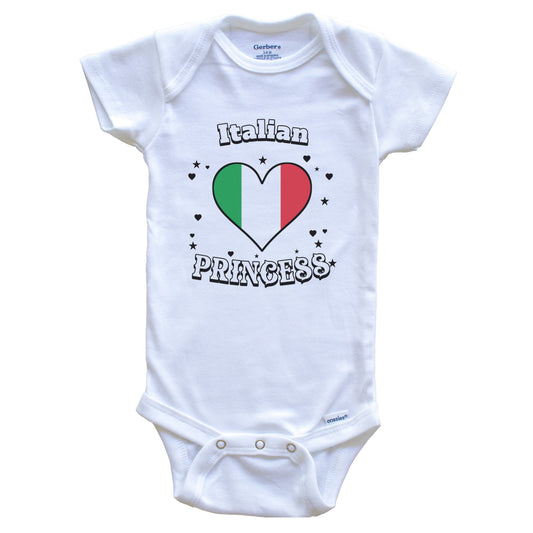 Italian Princess Italy Flag Heart Baby Girl Bodysuit