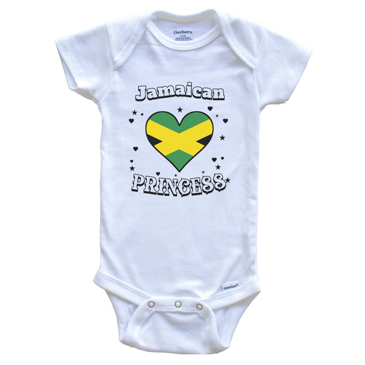 Jamaican Princess Jamaica Flag Heart Baby Girl Bodysuit