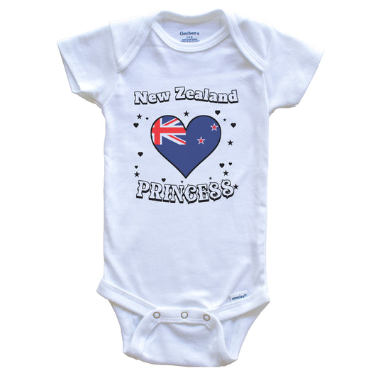 New Zealand Princess New Zealand Flag Heart Baby Girl Bodysuit