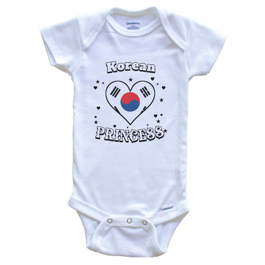 Korean Princess South Korea Flag Heart Baby Girl Bodysuit