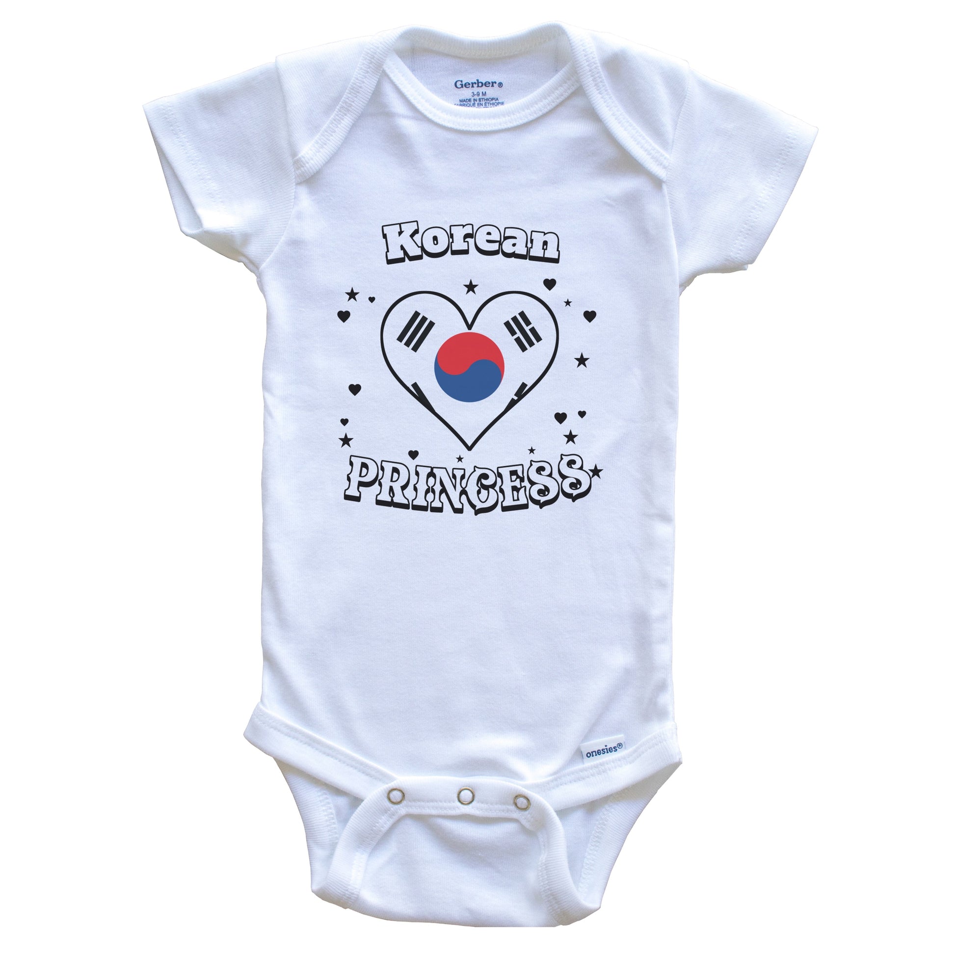 Korean Princess South Korea Flag Heart Baby Girl Bodysuit