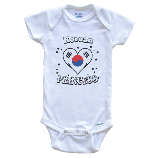 Korean Princess South Korea Flag Heart Baby Girl Bodysuit