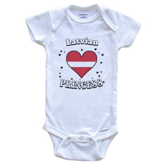 Latvian Princess Latvia Flag Heart Baby Girl Bodysuit