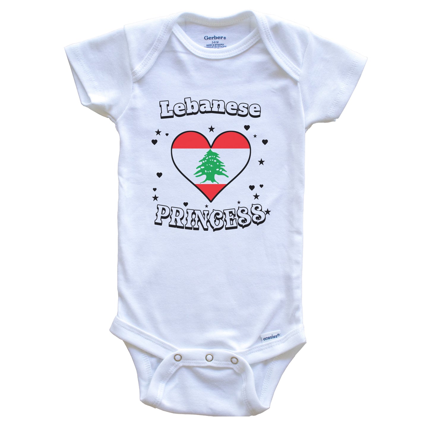 Lebanese Princess Lebanon Flag Heart Baby Girl Bodysuit