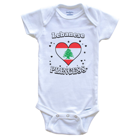 Lebanese Princess Lebanon Flag Heart Baby Girl Bodysuit