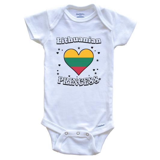 Lithuanian Princess Lithuania Flag Heart Baby Girl Bodysuit
