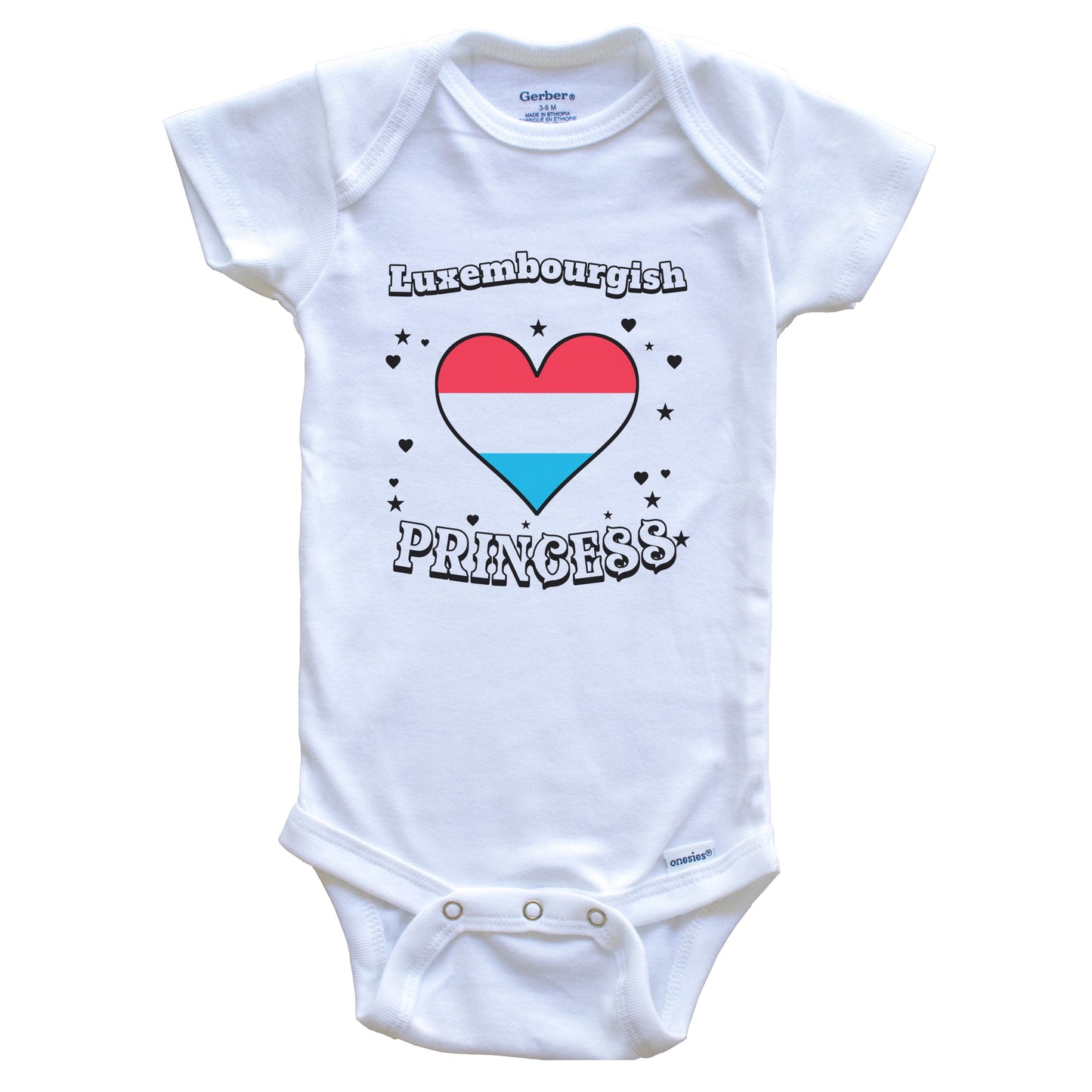 Luxembourgish Princess Luxembourg Flag Heart Baby Girl Bodysuit