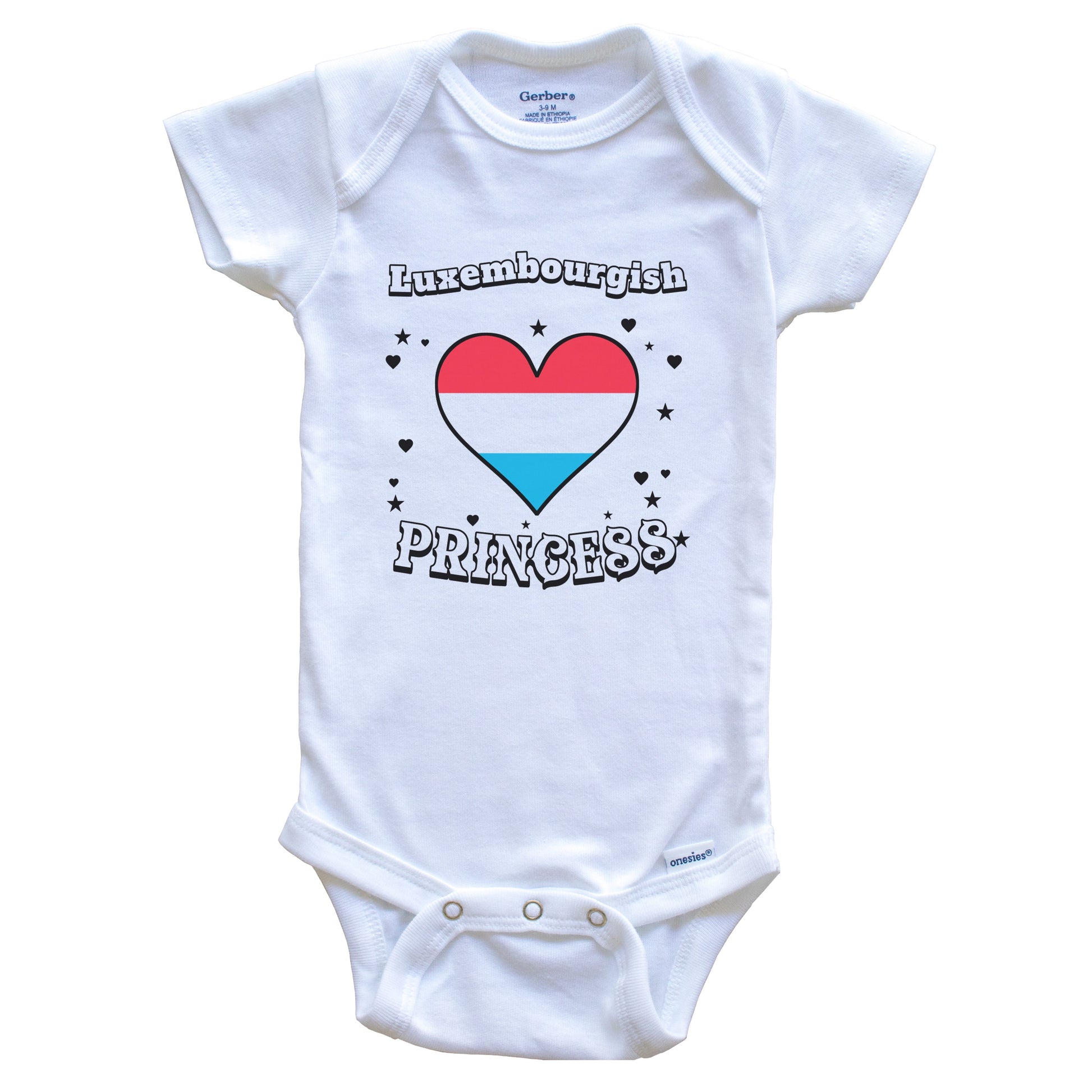 Luxembourgish Princess Luxembourg Flag Heart Baby Girl Bodysuit