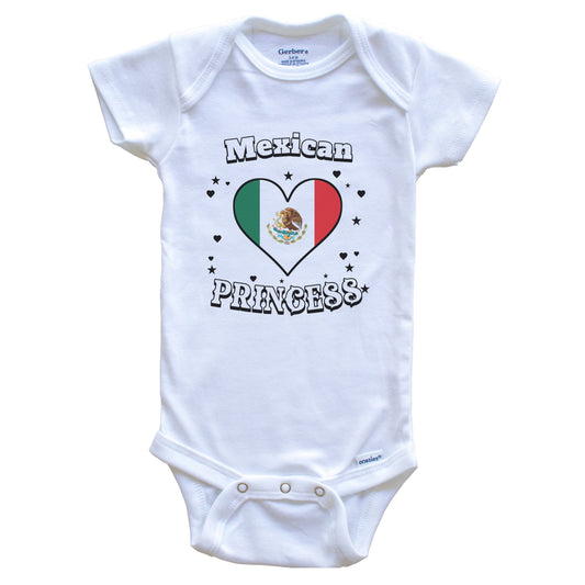 Mexican Princess Mexico Flag Heart Baby Girl Bodysuit