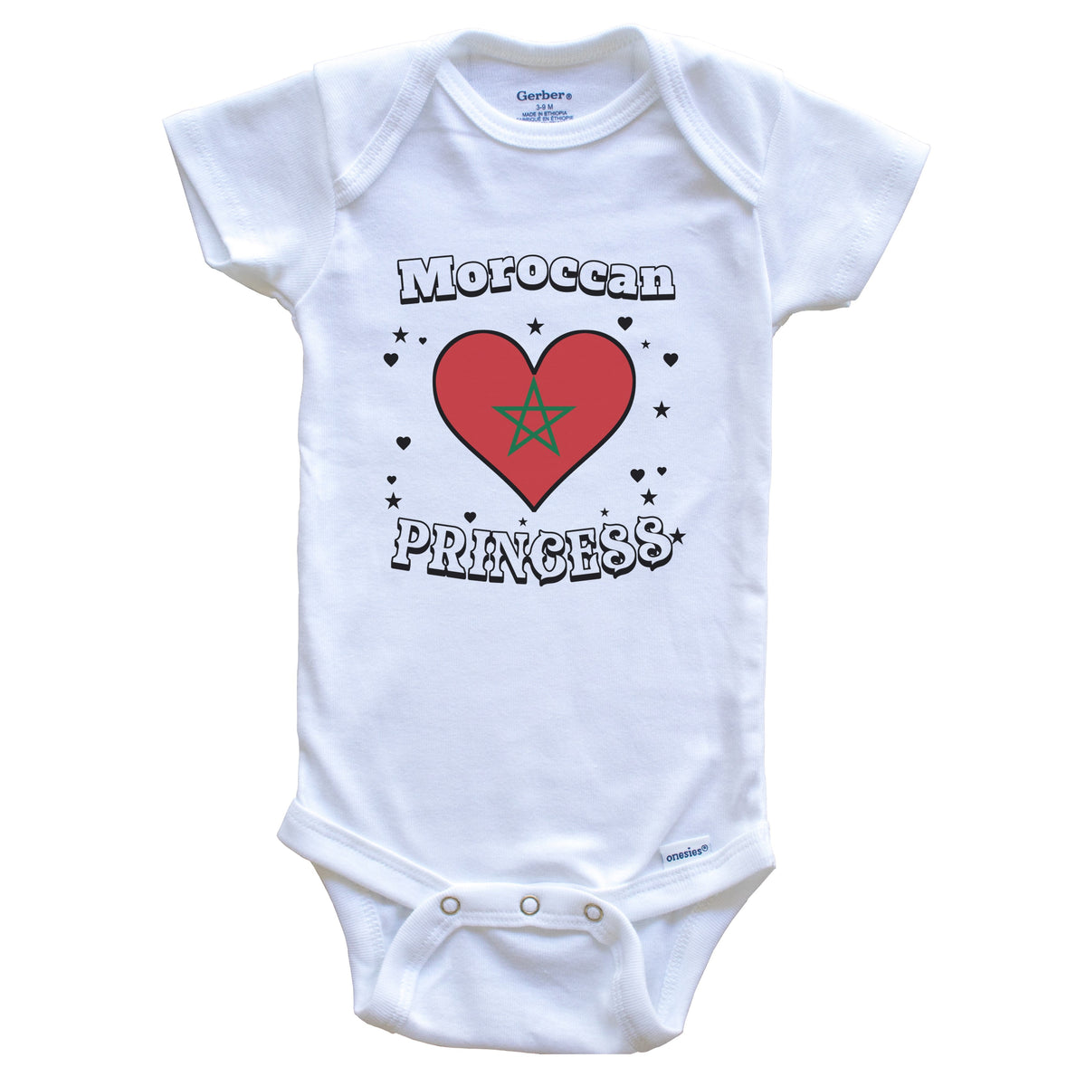 Moroccan Princess Morocco Flag Heart Baby Girl Bodysuit