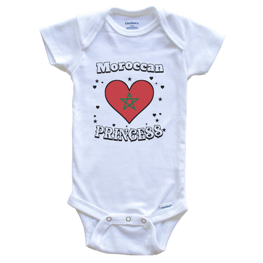 Moroccan Princess Morocco Flag Heart Baby Girl Bodysuit