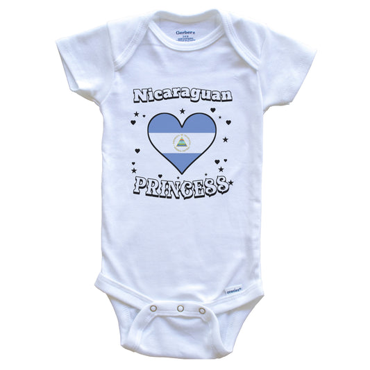 Nicaraguan Princess Nicaragua Flag Heart Baby Girl Bodysuit