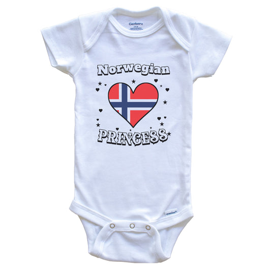 Norwegian Princess Norway Flag Heart Baby Girl Bodysuit