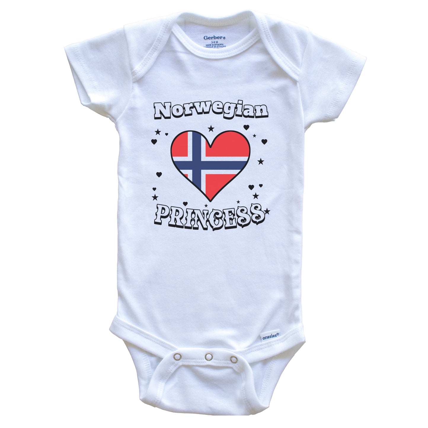 Norwegian Princess Norway Flag Heart Baby Girl Bodysuit