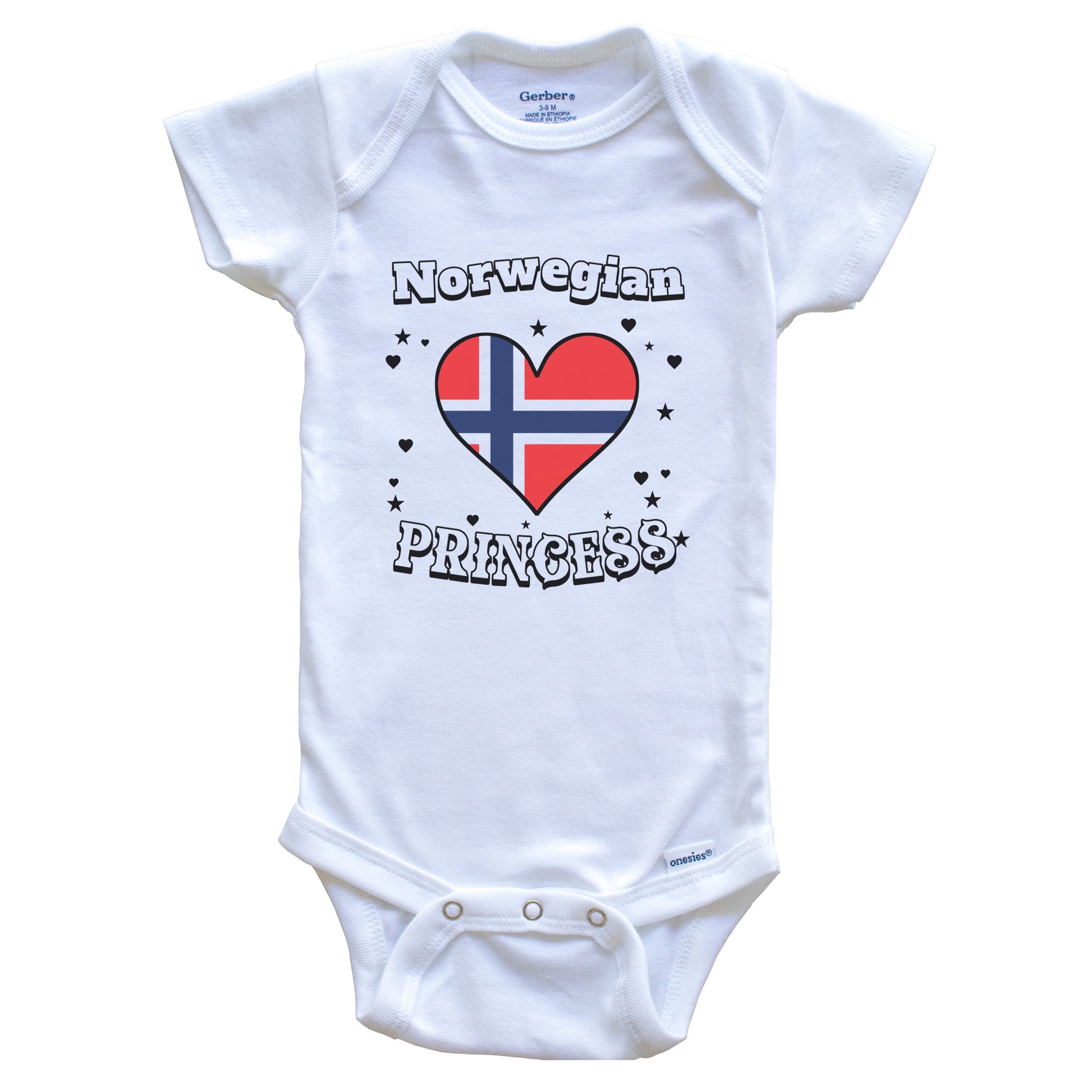 Norwegian Princess Norway Flag Heart Baby Girl Bodysuit