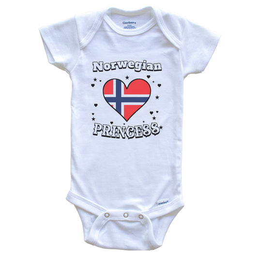 Norwegian Princess Norway Flag Heart Baby Girl Bodysuit