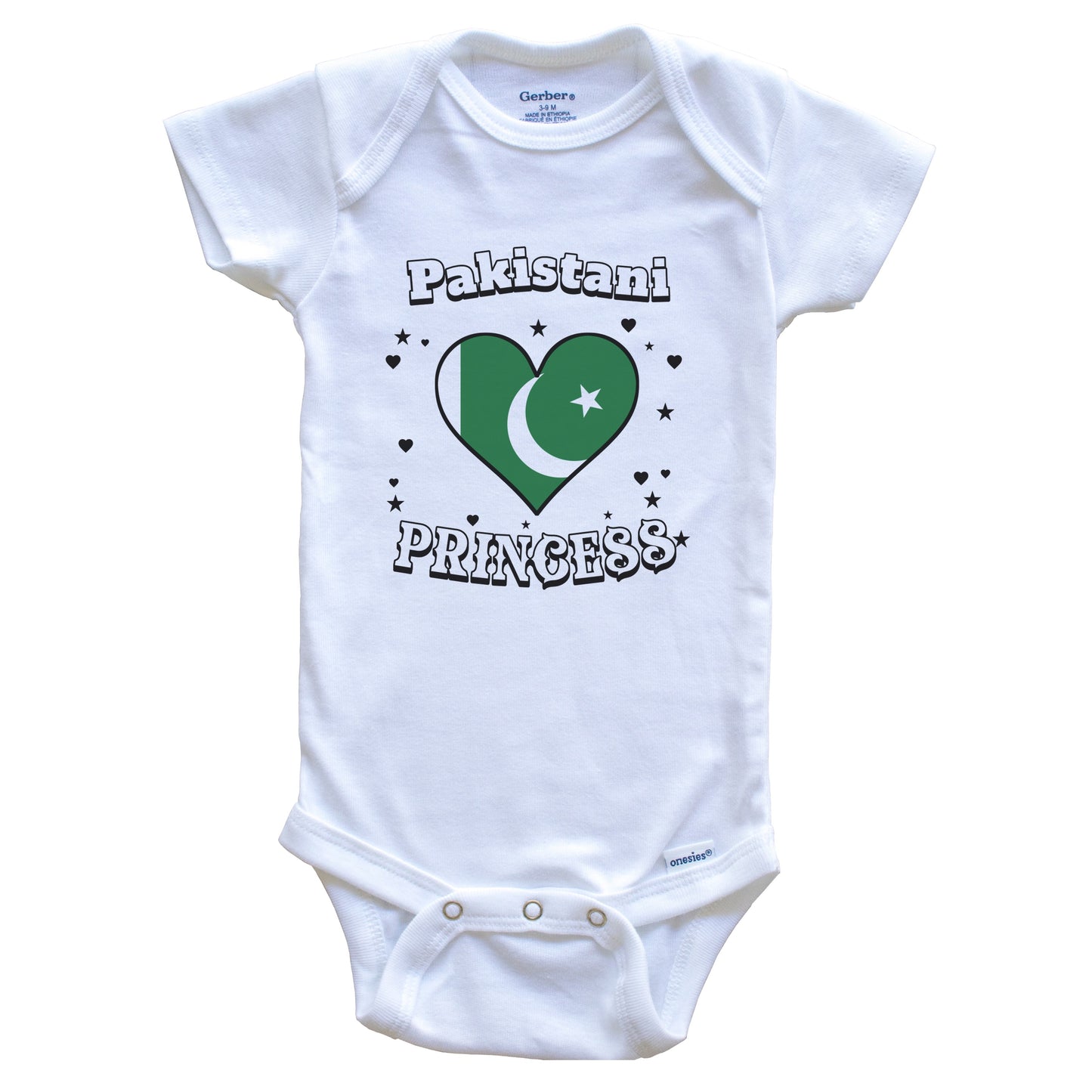 Pakistani Princess Pakistan Flag Heart Baby Girl Bodysuit