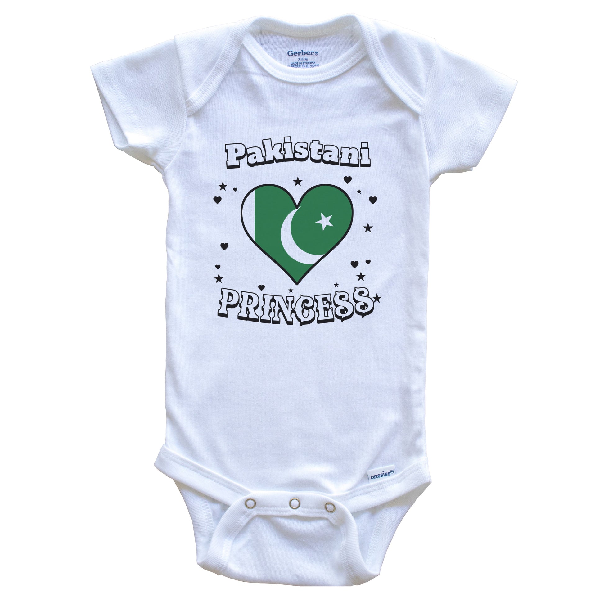 Pakistani Princess Pakistan Flag Heart Baby Girl Bodysuit