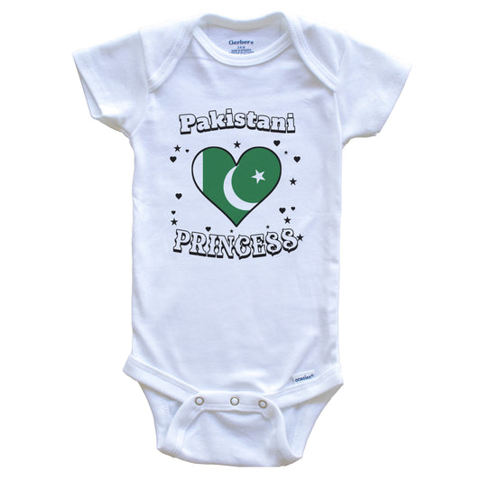 Pakistani Princess Pakistan Flag Heart Baby Girl Bodysuit