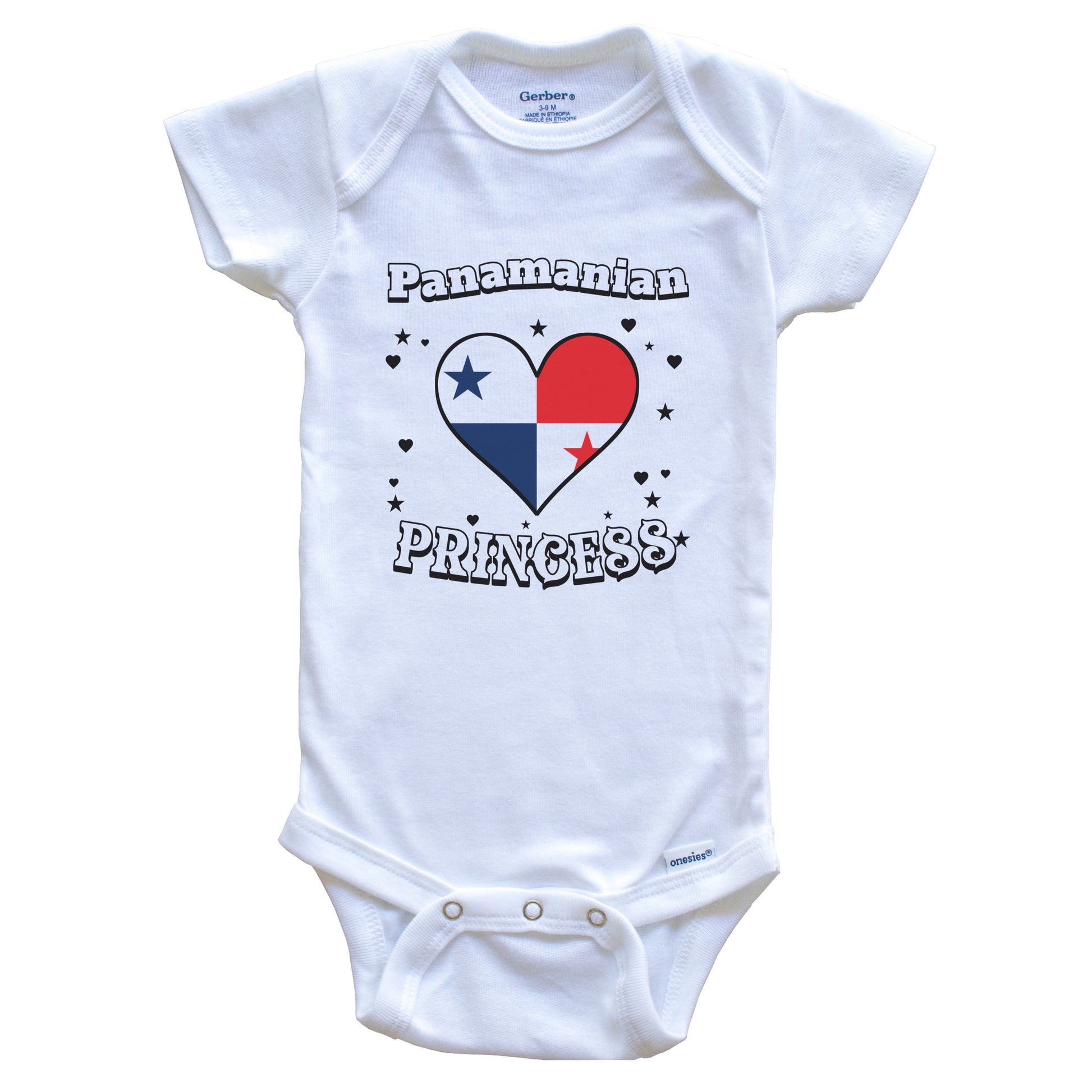 Panamanian Princess Panama Flag Heart Baby Girl Bodysuit