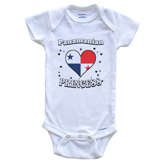 Panamanian Princess Panama Flag Heart Baby Girl Bodysuit