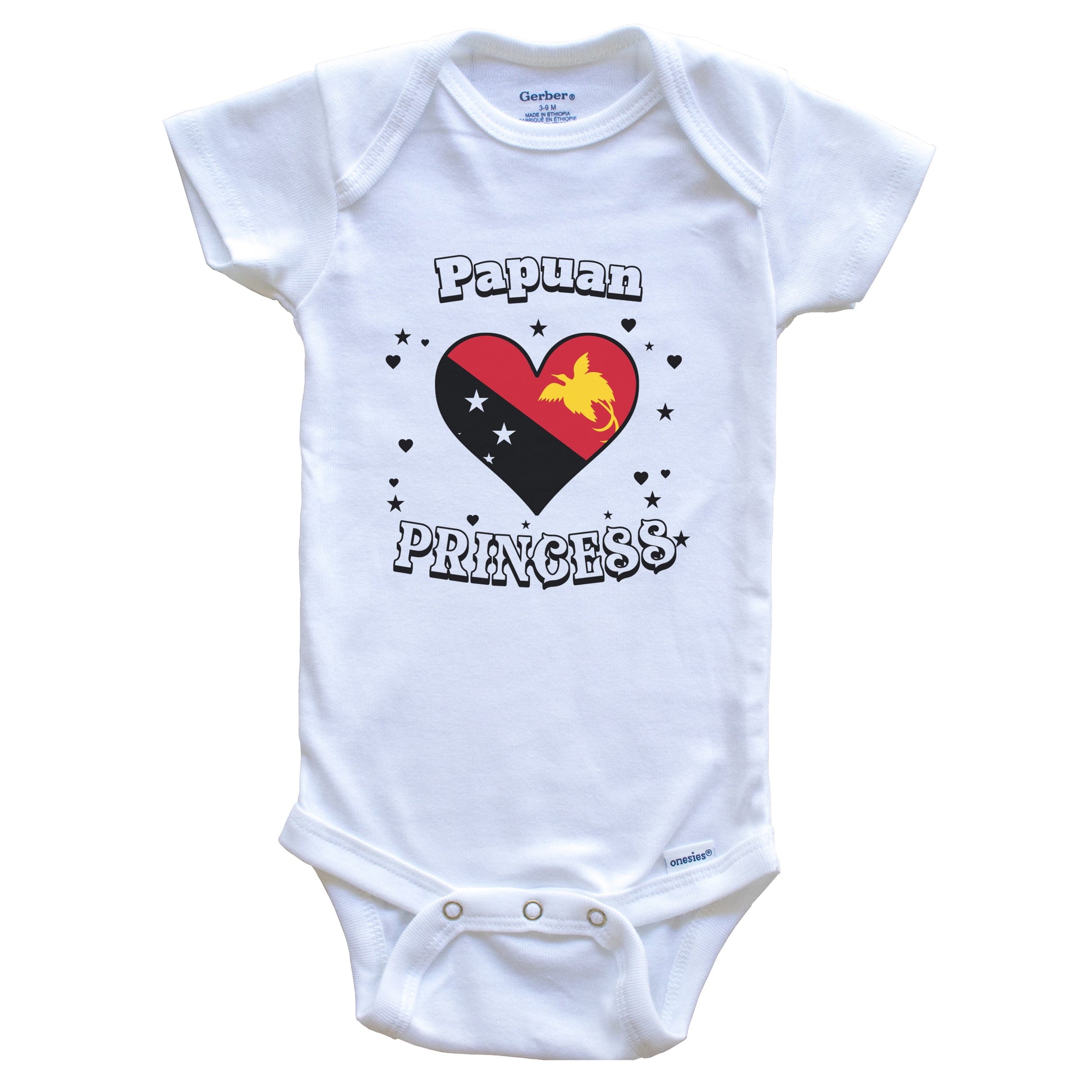Papuan Princess Papua New Guinea Flag Heart Baby Girl Bodysuit