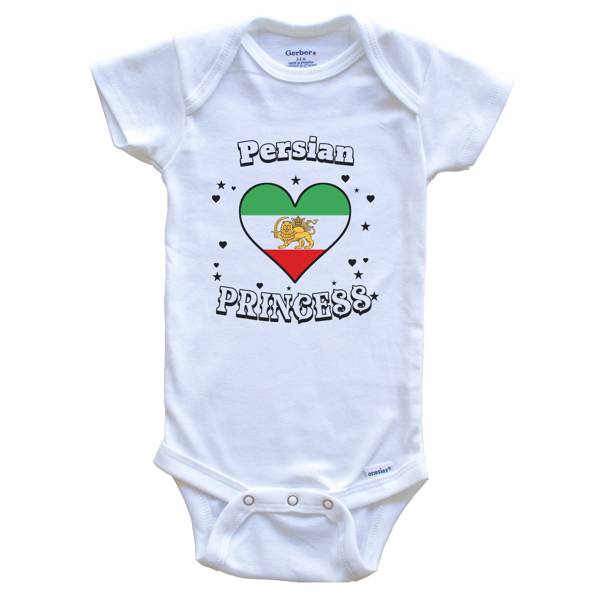Persian Princess Persia Flag Heart Baby Girl Bodysuit