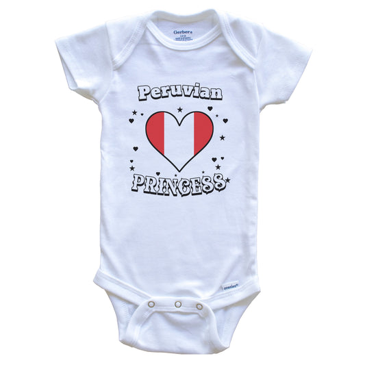 Peruvian Princess Peru Flag Heart Baby Girl Bodysuit