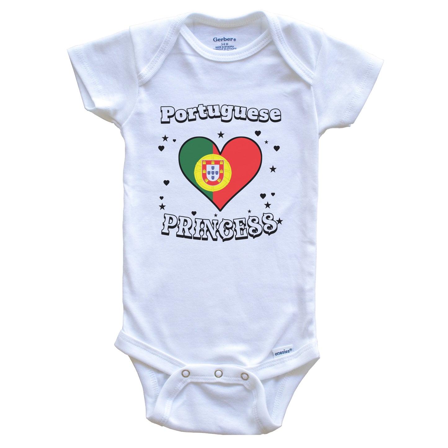 Portuguese Princess Portugal Flag Heart Baby Girl Bodysuit