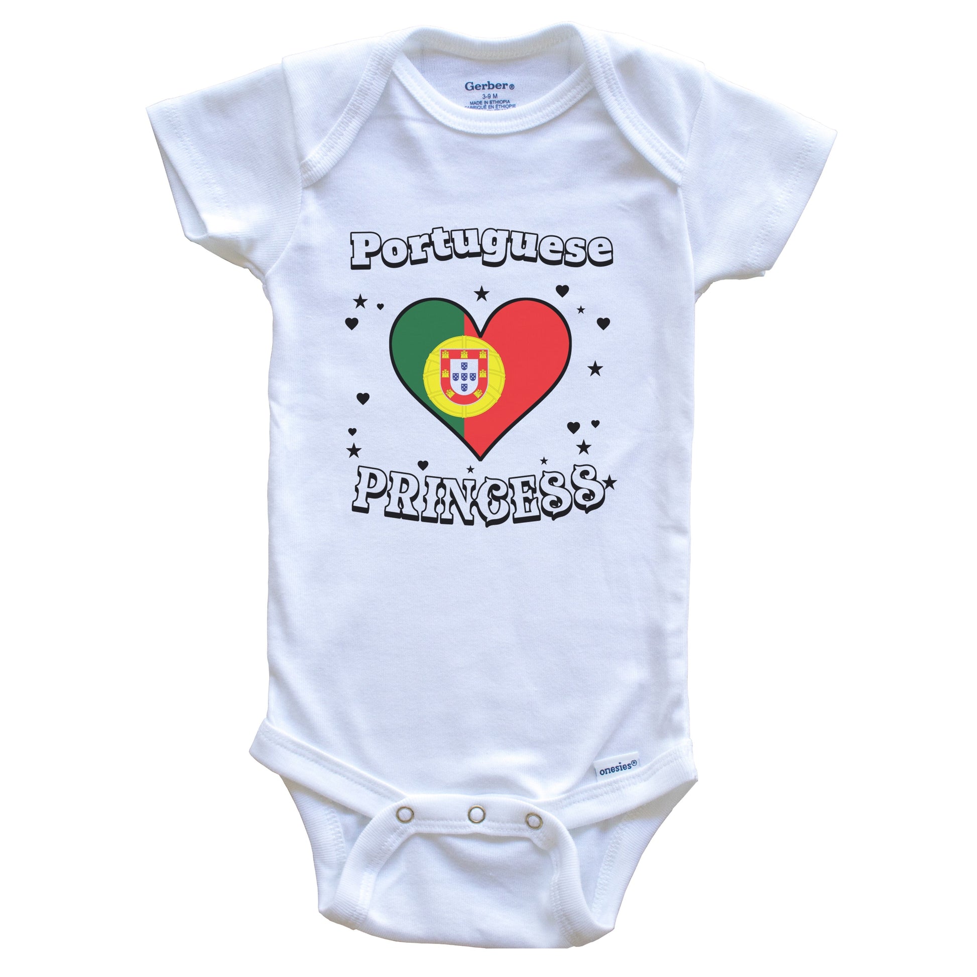 Portuguese Princess Portugal Flag Heart Baby Girl Bodysuit