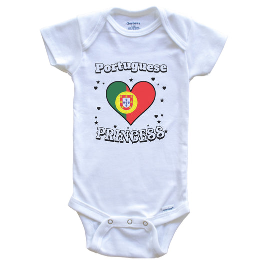 Portuguese Princess Portugal Flag Heart Baby Girl Bodysuit
