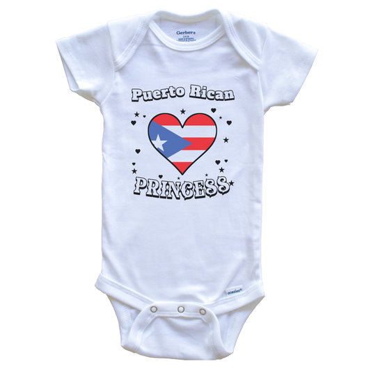 Puerto Rican Princess Puerto Rico Flag Heart Baby Girl Bodysuit